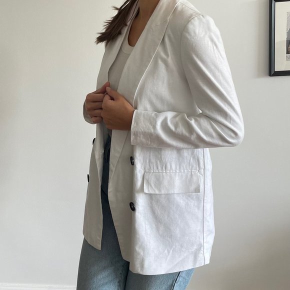 Linen white blazer, size 0-2 - Picture 4 of 6